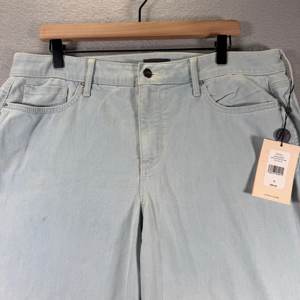 NYDJ Womens Size 12 Wide Leg Crop Capri Jeans Valhalla Frayed Hem Stretch New - Picture 3 of 16